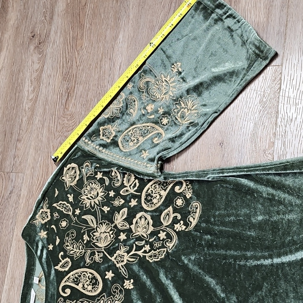 Soft Surroundings Olive Green Velvet Embroidered Tunic - Picture 16 of 16